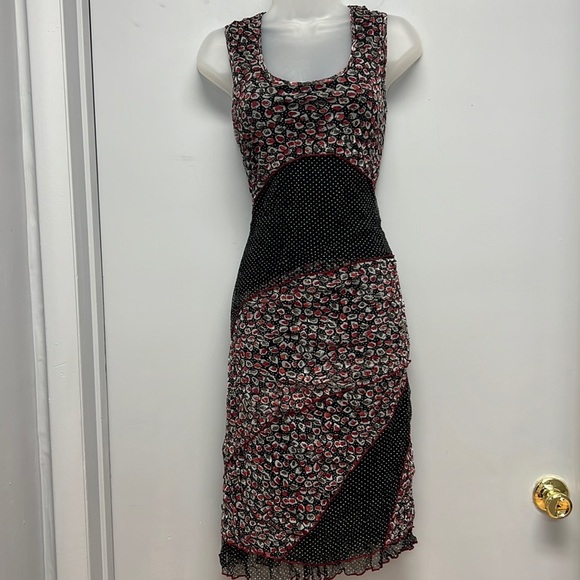 Tango Mango Tiered Netted Midi Dress Size Small - Picture 1 of 8